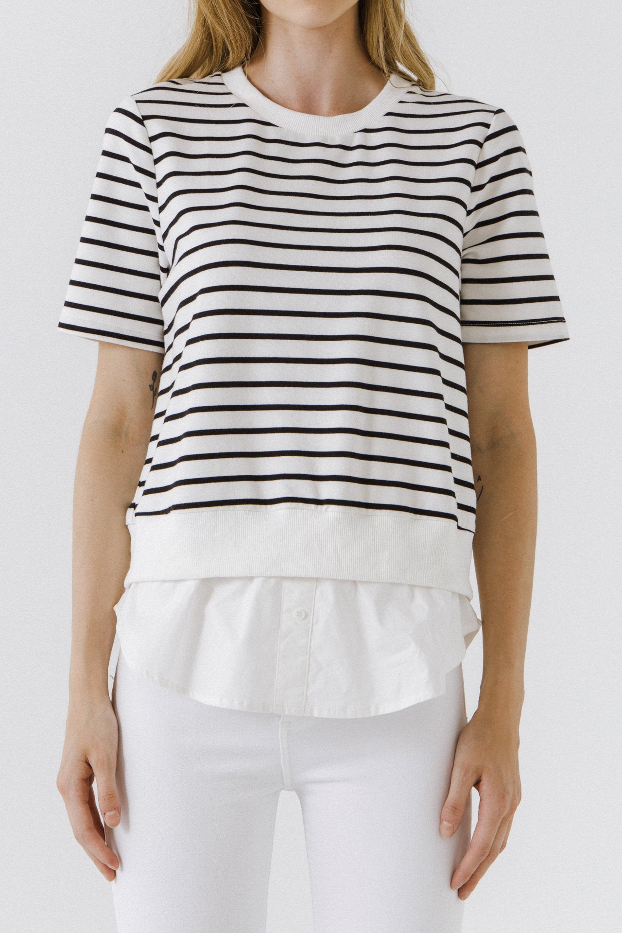 ENGLISH FACTORY - Mix Media Stripe Top - TOPS available at Objectrare