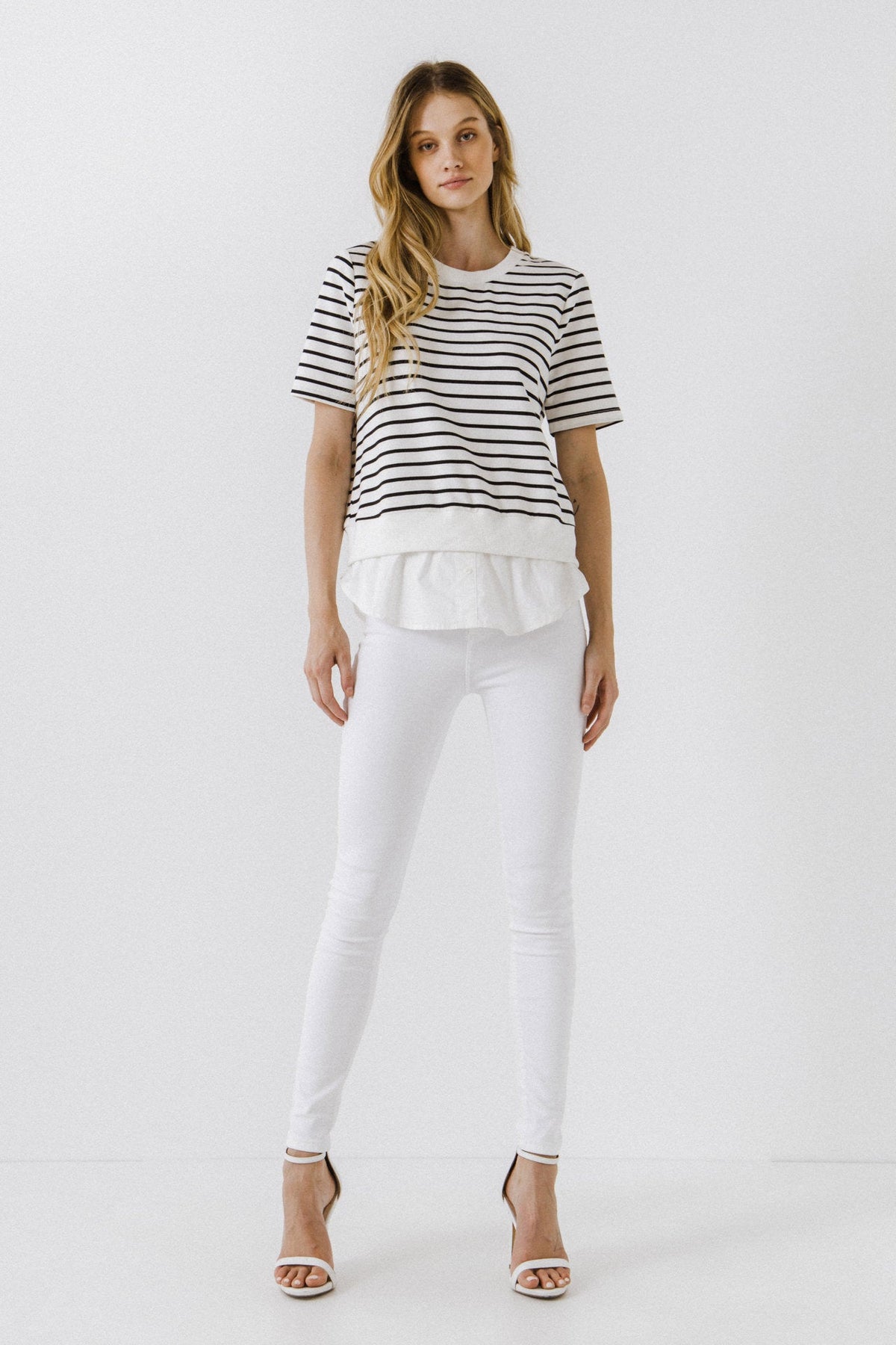 ENGLISH FACTORY - Mix Media Stripe Top - TOPS available at Objectrare