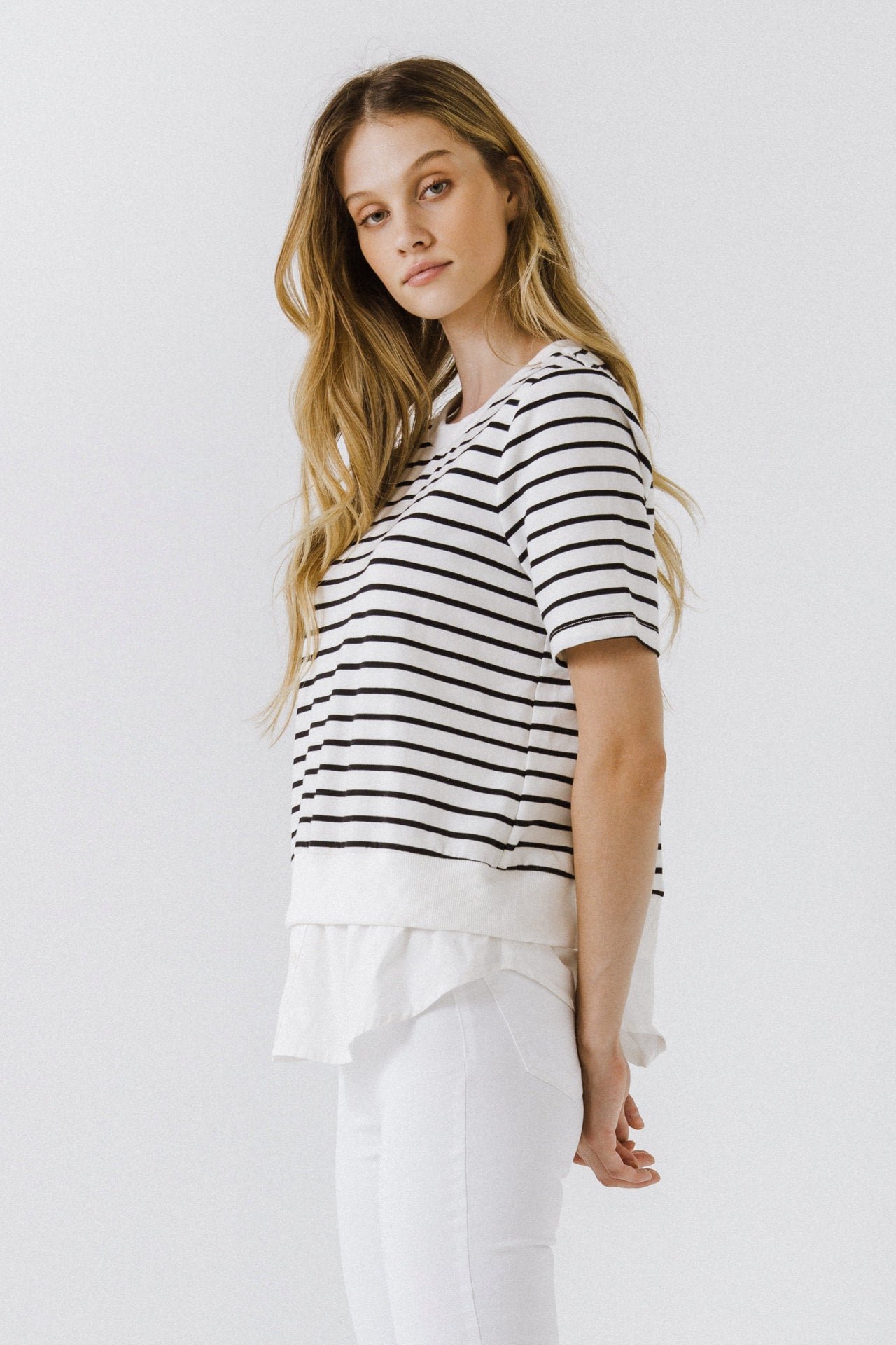 ENGLISH FACTORY - Mix Media Stripe Top - TOPS available at Objectrare