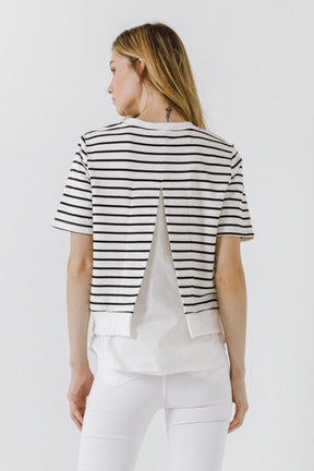 ENGLISH FACTORY - Mix Media Stripe Top - TOPS available at Objectrare