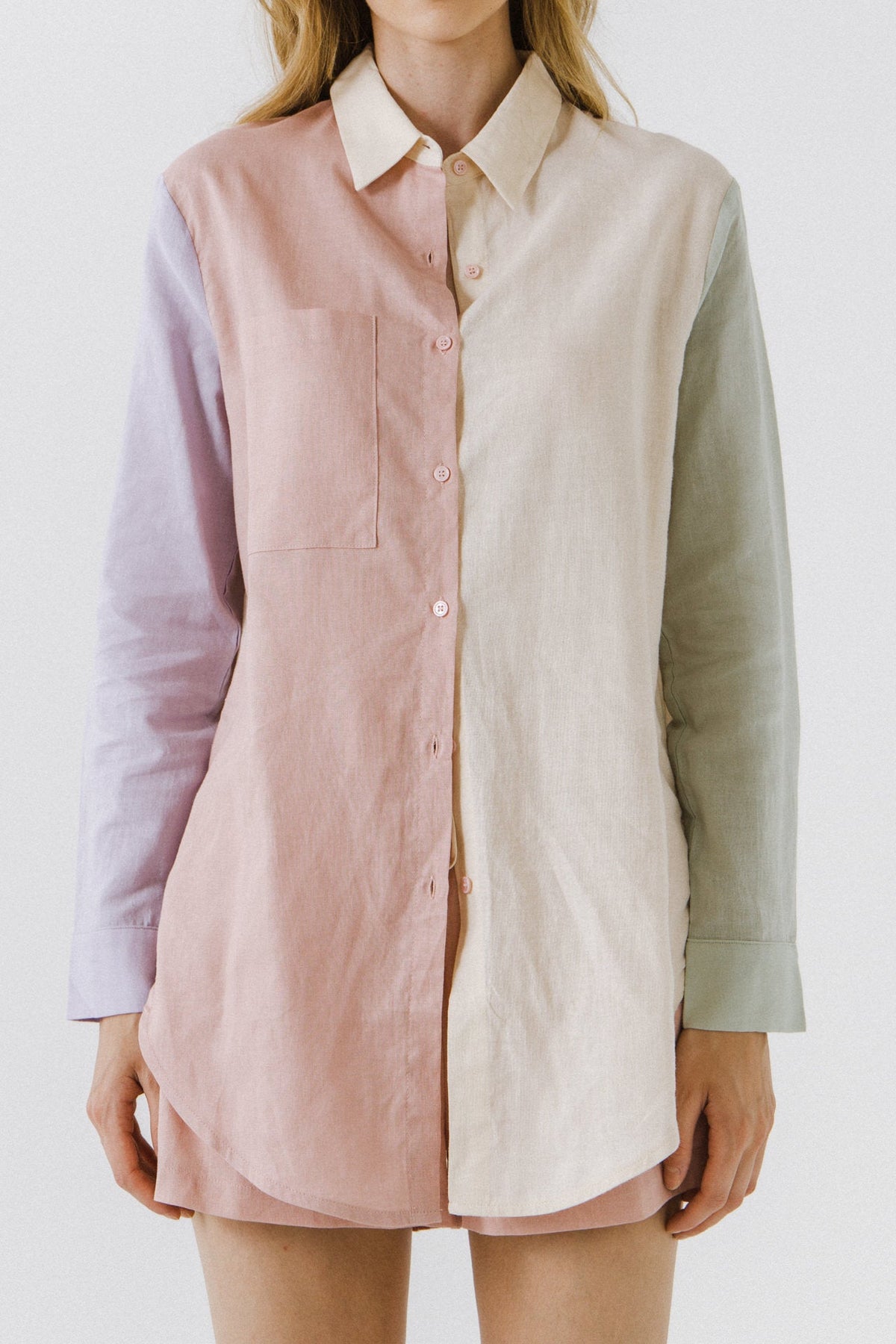 GREY LAB - Grey Lab - Colorblock Linen Long Shirt - SHIRTS & BLOUSES available at Objectrare