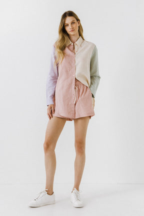 GREY LAB - Grey Lab - Colorblock Linen Long Shirt - SHIRTS & BLOUSES available at Objectrare