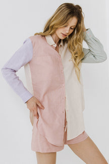 GREY LAB - Grey Lab - Colorblock Linen Long Shirt - SHIRTS & BLOUSES available at Objectrare