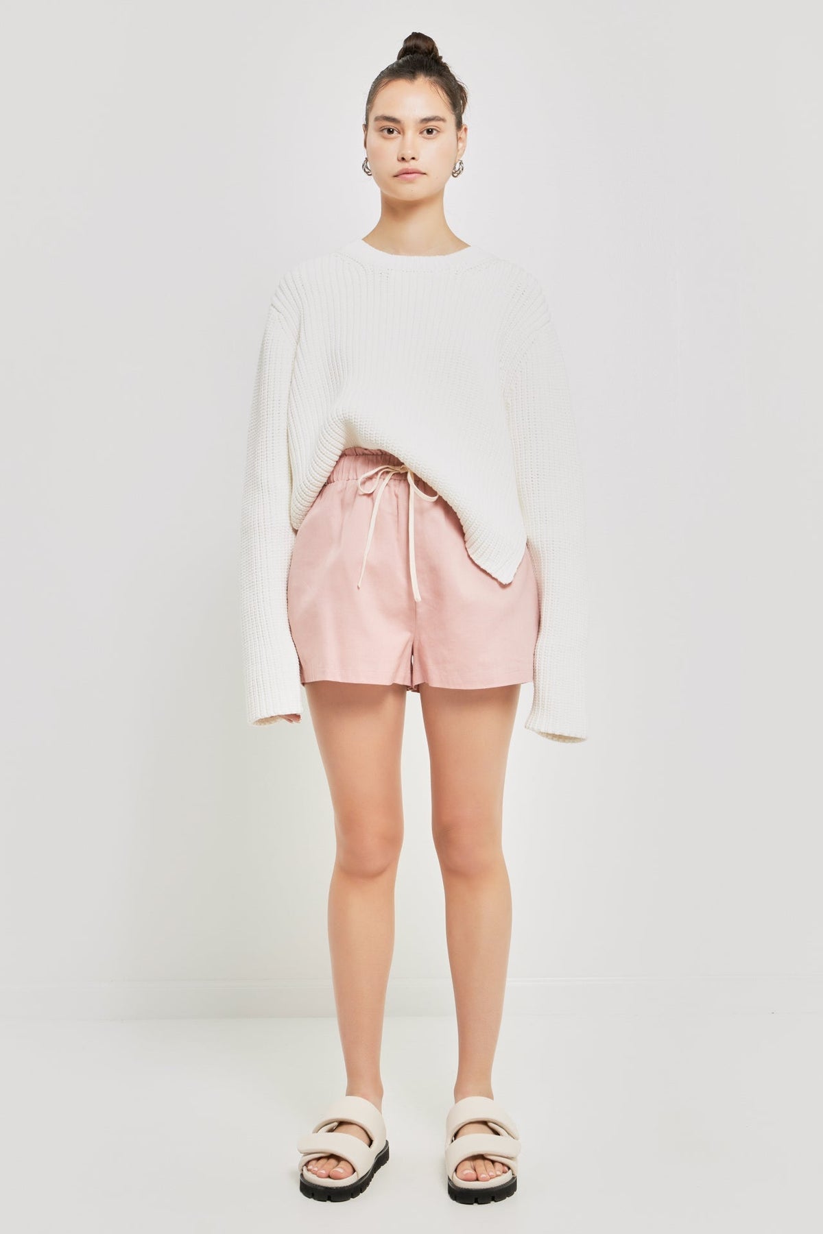 GREY LAB - Linen Shorts with Contrast Strap - SHORTS available at Objectrare