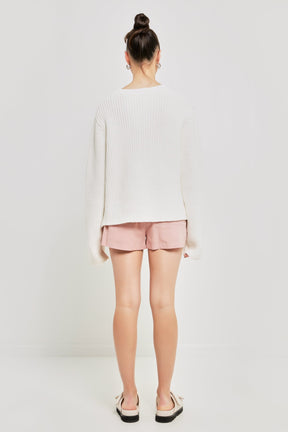 GREY LAB - Linen Shorts with Contrast Strap - SHORTS available at Objectrare