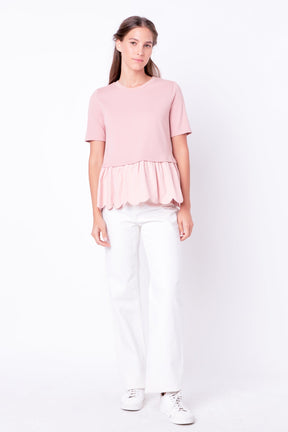ENGLISH FACTORY - Mixed Media Scalloped T-shirt - T-SHIRTS available at Objectrare