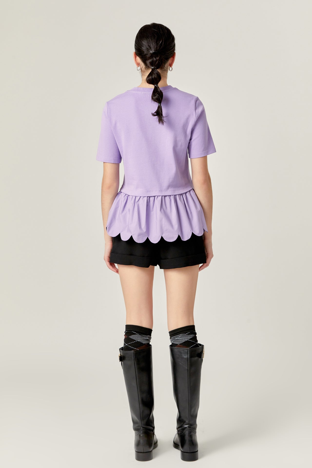 ENGLISH FACTORY - Mixed Media Scalloped T-shirt - T-SHIRTS available at Objectrare