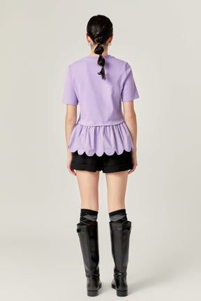 ENGLISH FACTORY - Mixed Media Scalloped T-shirt - T-SHIRTS available at Objectrare