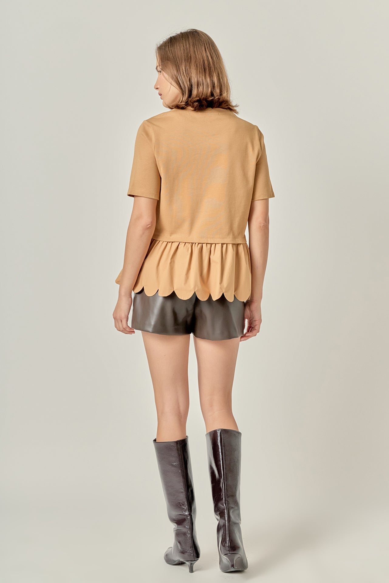 ENGLISH FACTORY - Mixed Media Scallop Detail T-shirt - T-SHIRTS available at Objectrare