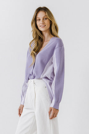 ENGLISH FACTORY - Mixed Media Cardigan - SWEATERS & KNITS available at Objectrare
