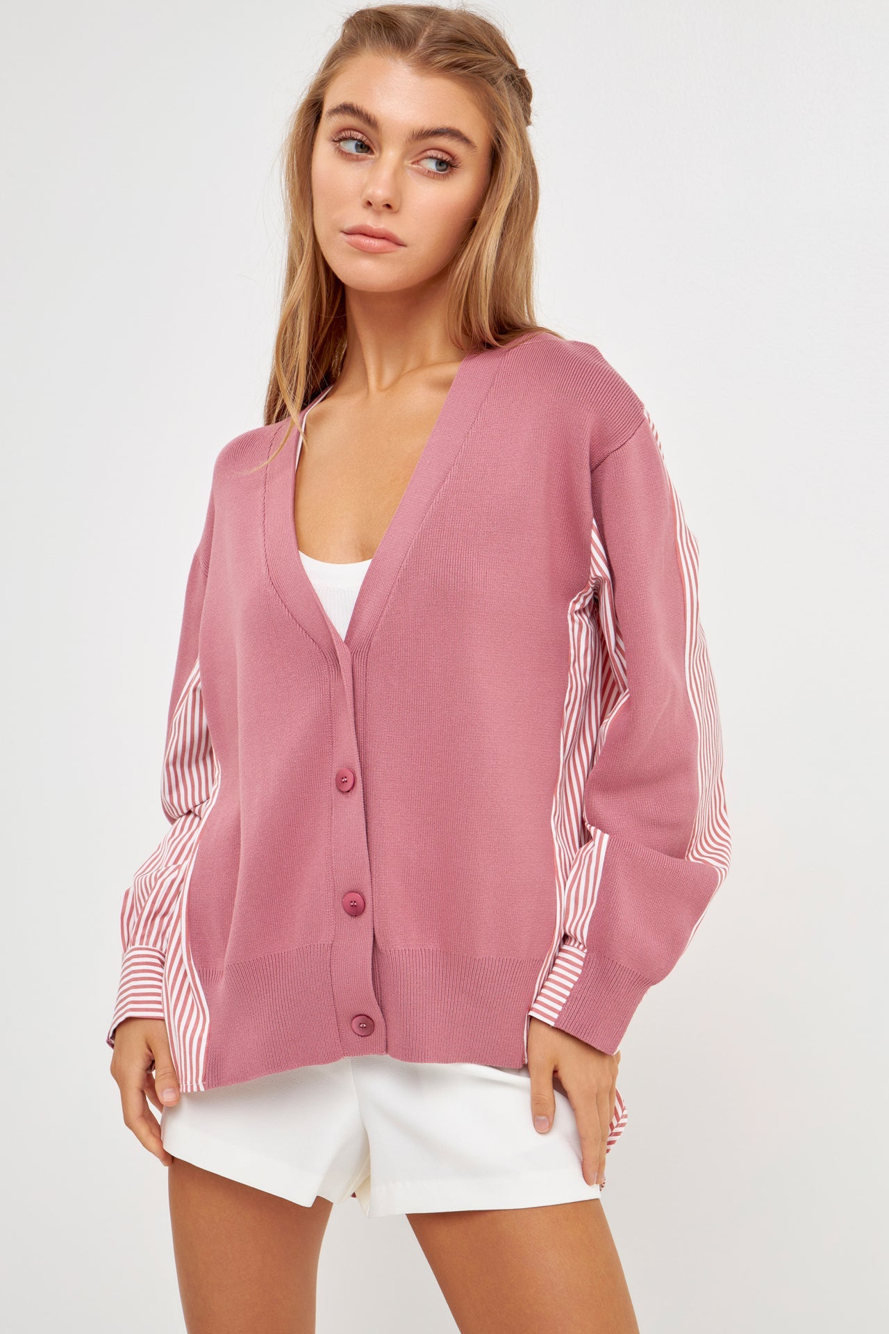 ENGLISH FACTORY - Mixed Media Cardigan - SWEATERS & KNITS available at Objectrare