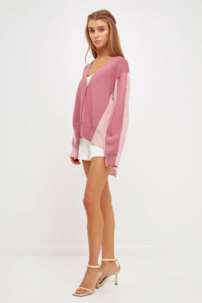 ENGLISH FACTORY - Mixed Media Cardigan - SWEATERS & KNITS available at Objectrare