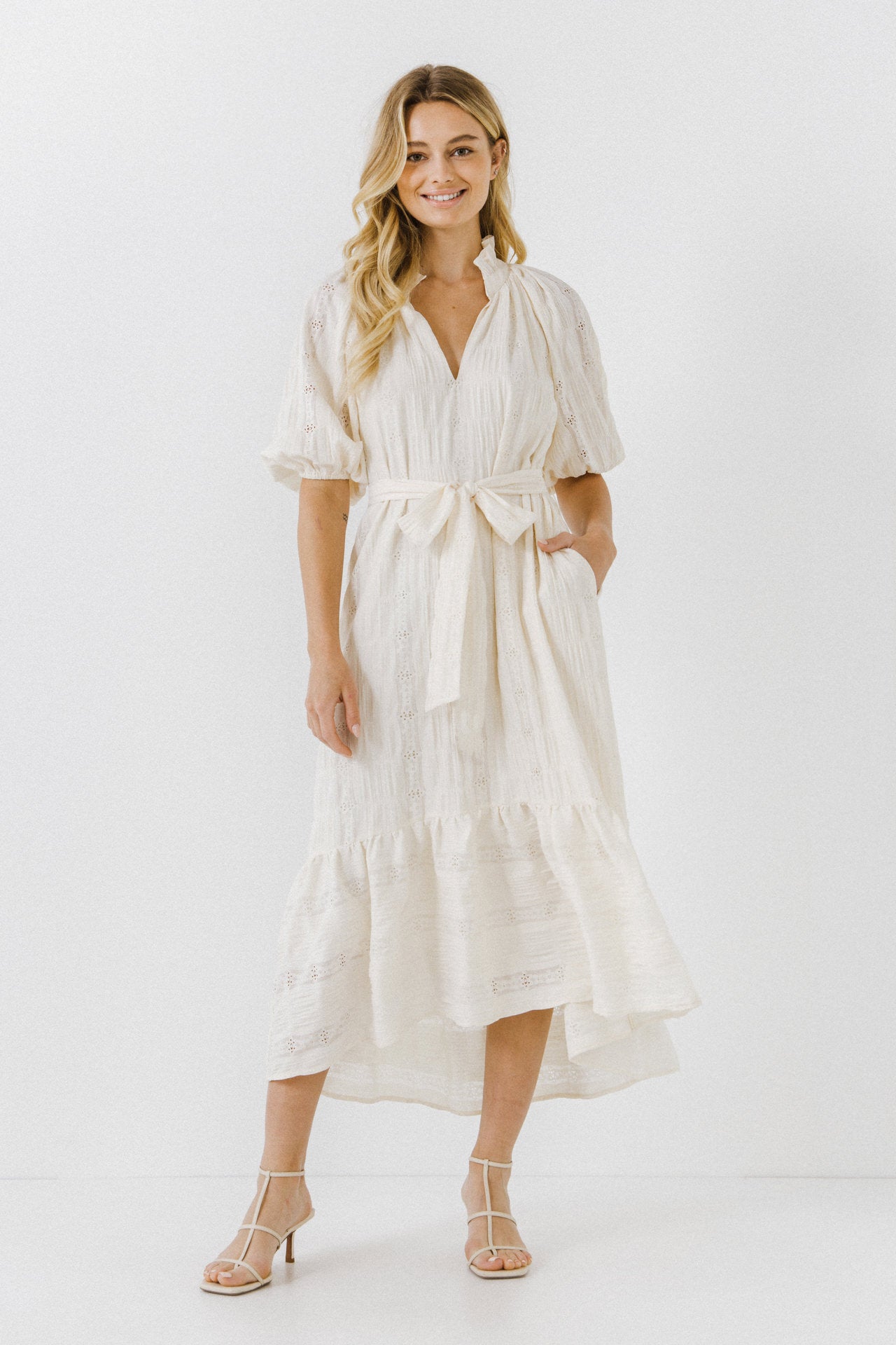 High and Low Lace Midi Dress