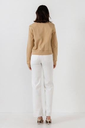 ENDLESS ROSE - Beads Lettering Patch Sweatshirt - TOPS available at Objectrare