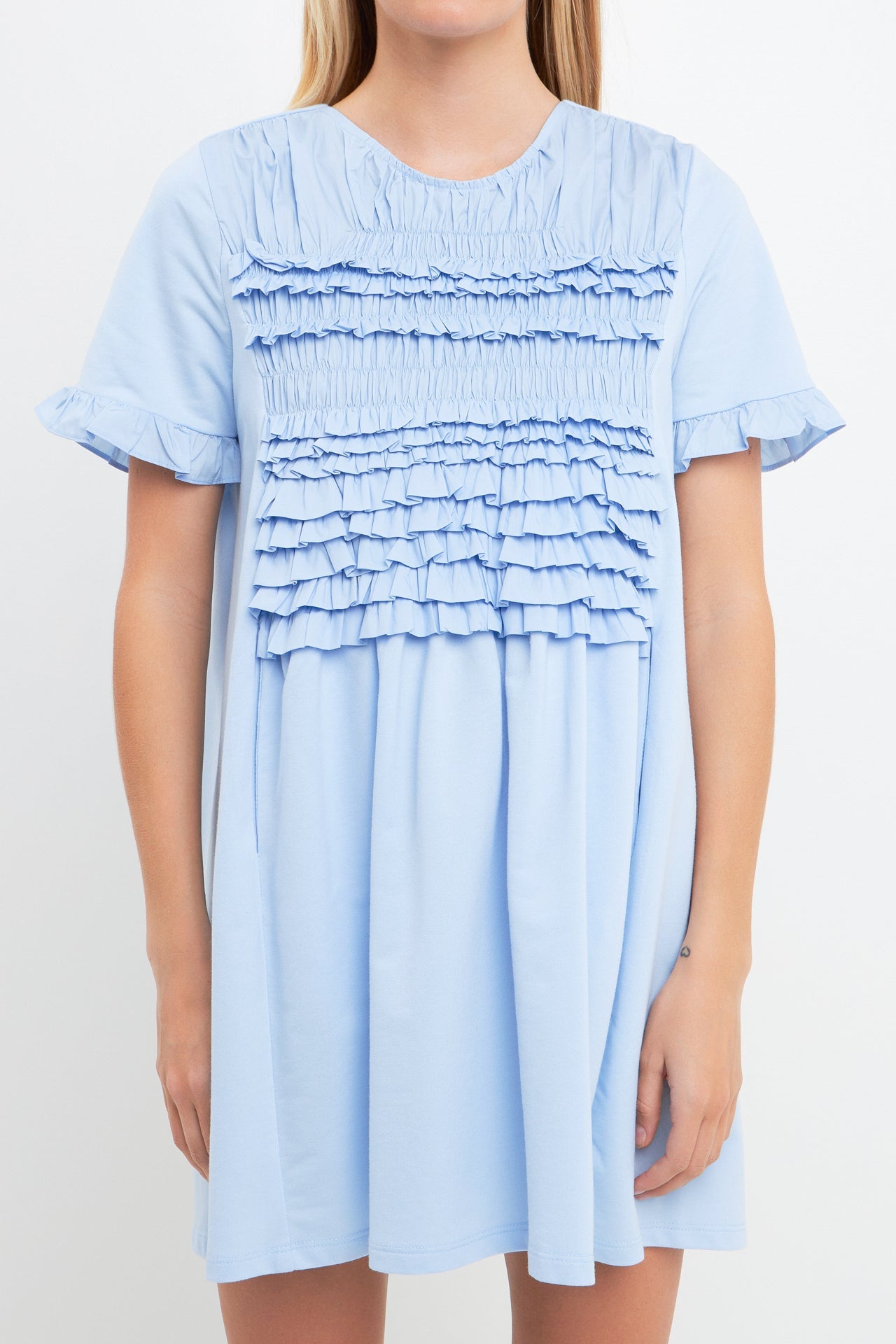 ENGLISH FACTORY - Mixed Media Ruffle Detail Dress - DRESSES available at Objectrare
