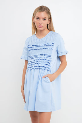 ENGLISH FACTORY - Mixed Media Ruffle Detail Dress - DRESSES available at Objectrare