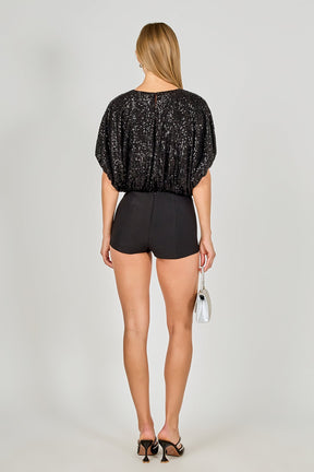 ENDLESS ROSE - Sequins Cropped Puff Top - TOPS available at Objectrare