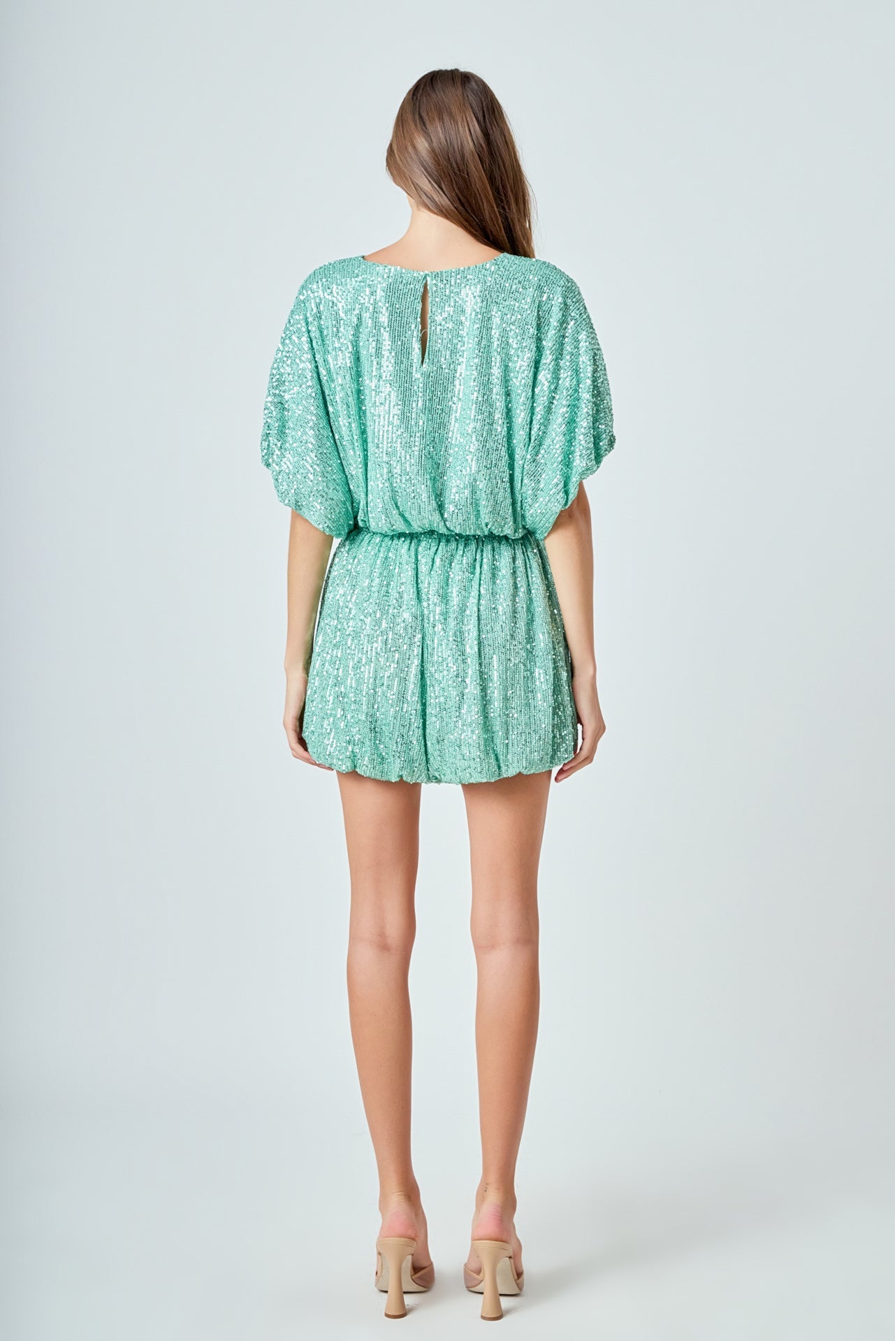 ENDLESS ROSE - Sequins Cropped Puff Top - TOPS available at Objectrare