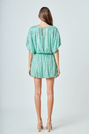 ENDLESS ROSE - Sequins Cropped Puff Top - TOPS available at Objectrare
