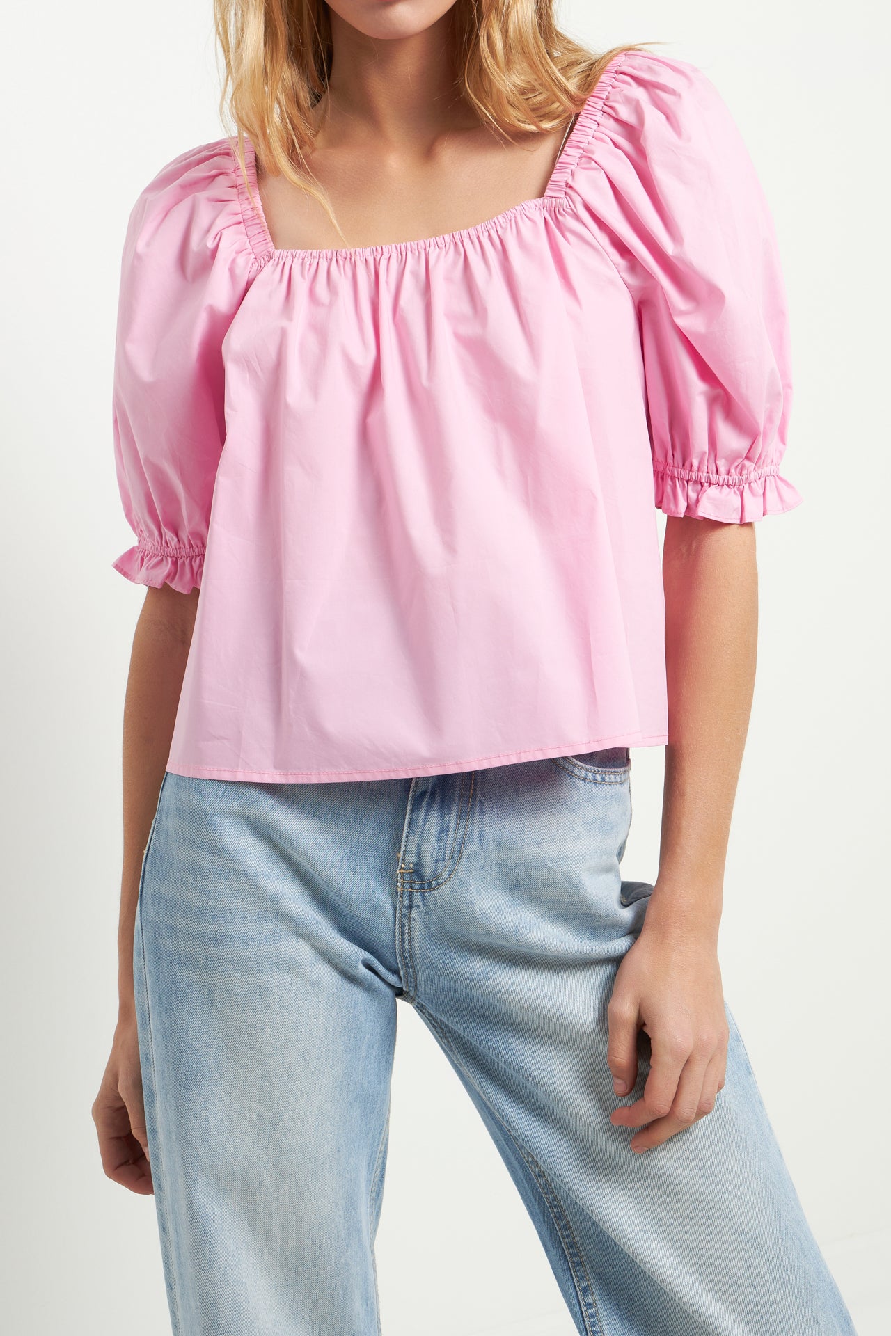 ENGLISH FACTORY - Square neckline Puff Sleeve Top - TOPS available at Objectrare