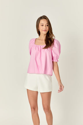 ENGLISH FACTORY - Square neckline Puff Sleeve Top - TOPS available at Objectrare