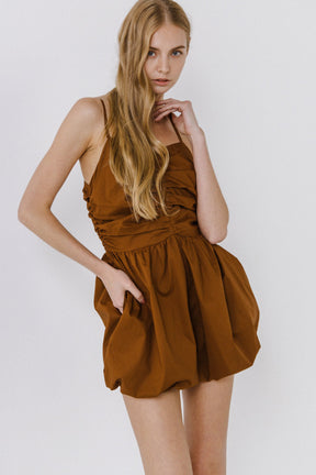 ENDLESS ROSE - Shirred Blouson Romper - ROMPERS available at Objectrare