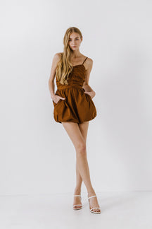 ENDLESS ROSE - Shirred Blouson Romper - ROMPERS available at Objectrare