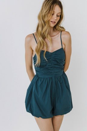 ENDLESS ROSE - Shirred Blouson Romper - ROMPERS available at Objectrare