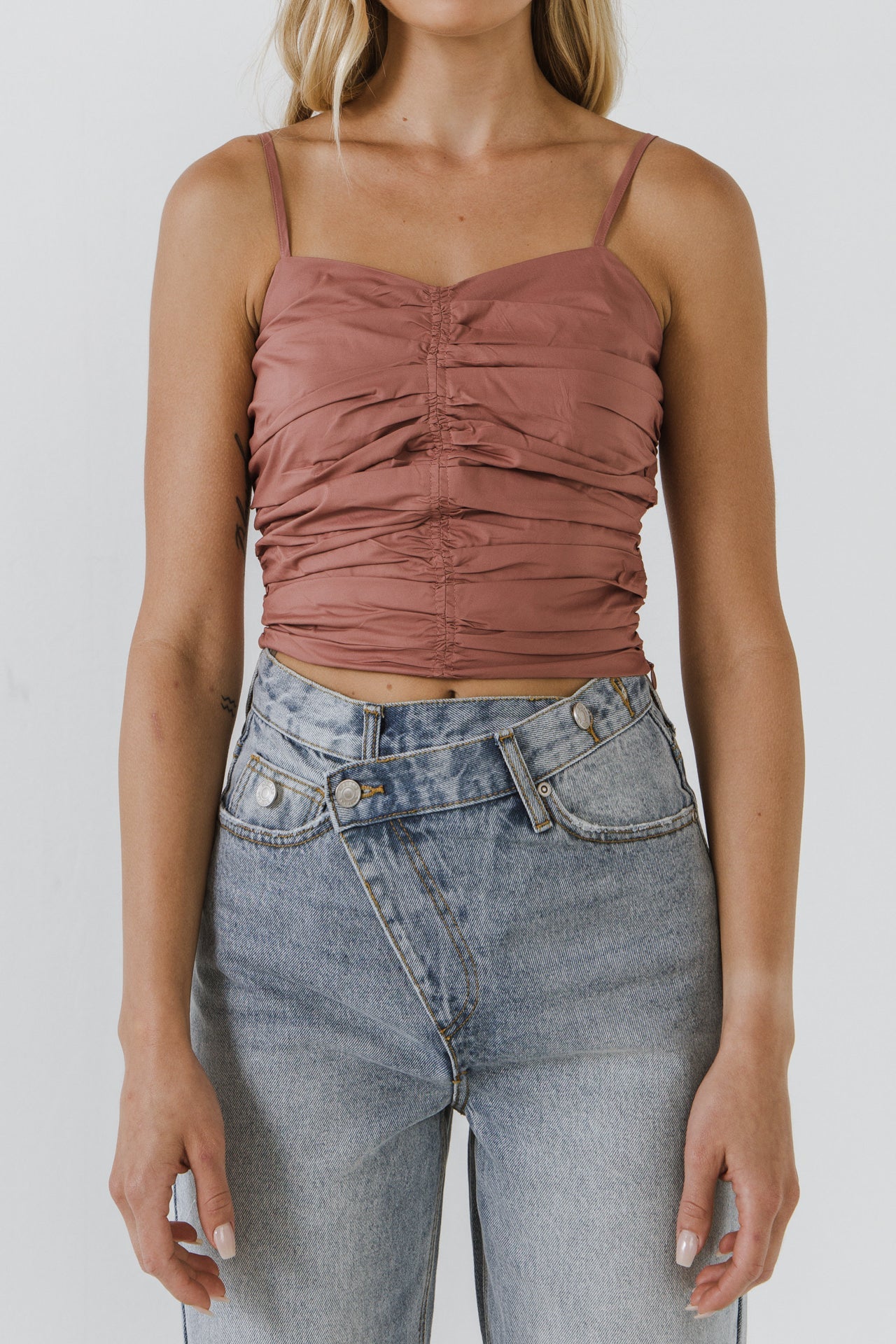 ENDLESS ROSE - Endless Rose - Shirring Detail Tank Top - TOPS available at Objectrare