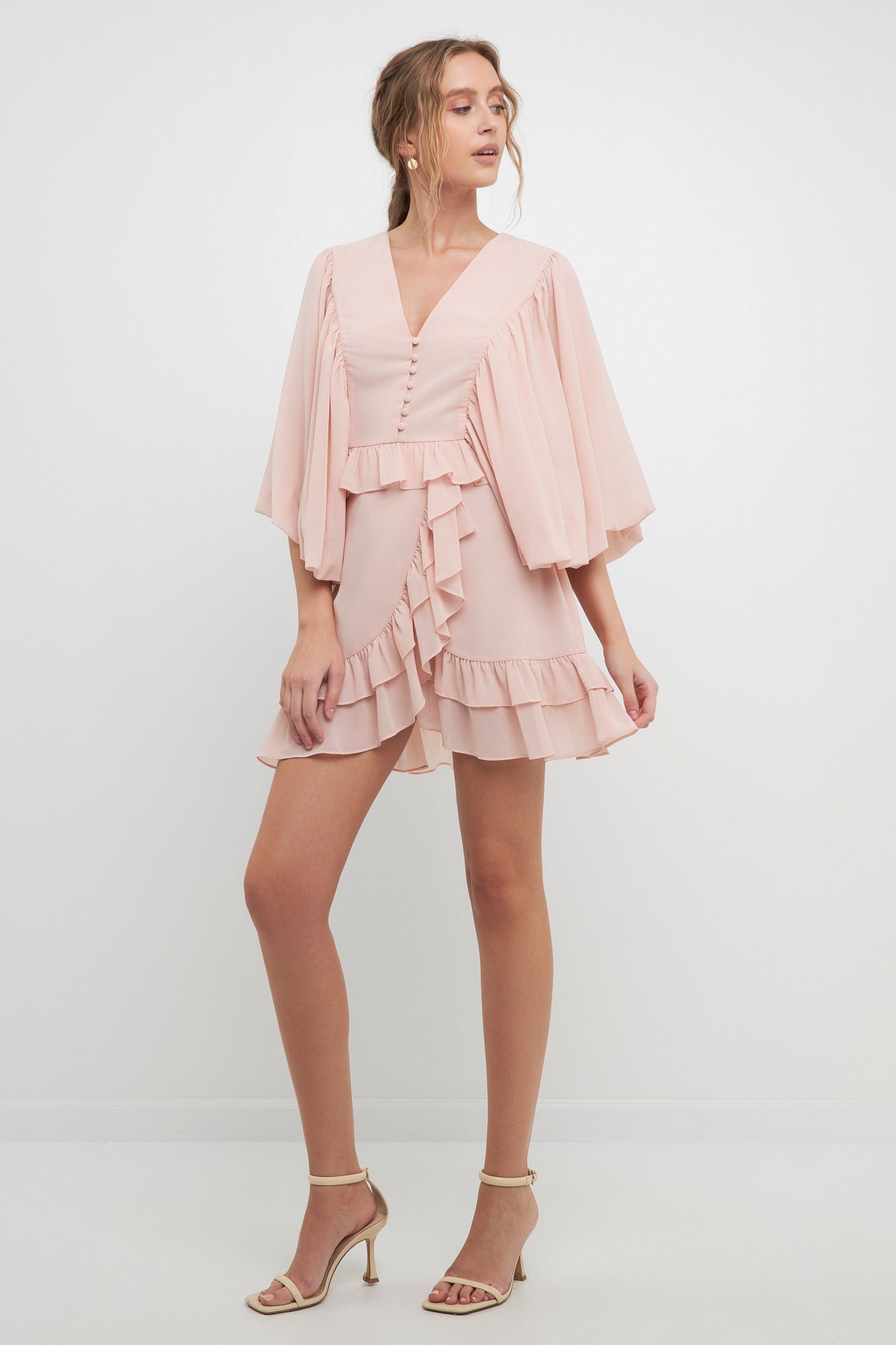 FREE THE ROSES - Free The Roses - Ruffle Detail with Puff Sleeve Mini Dress - DRESSES available at Objectrare