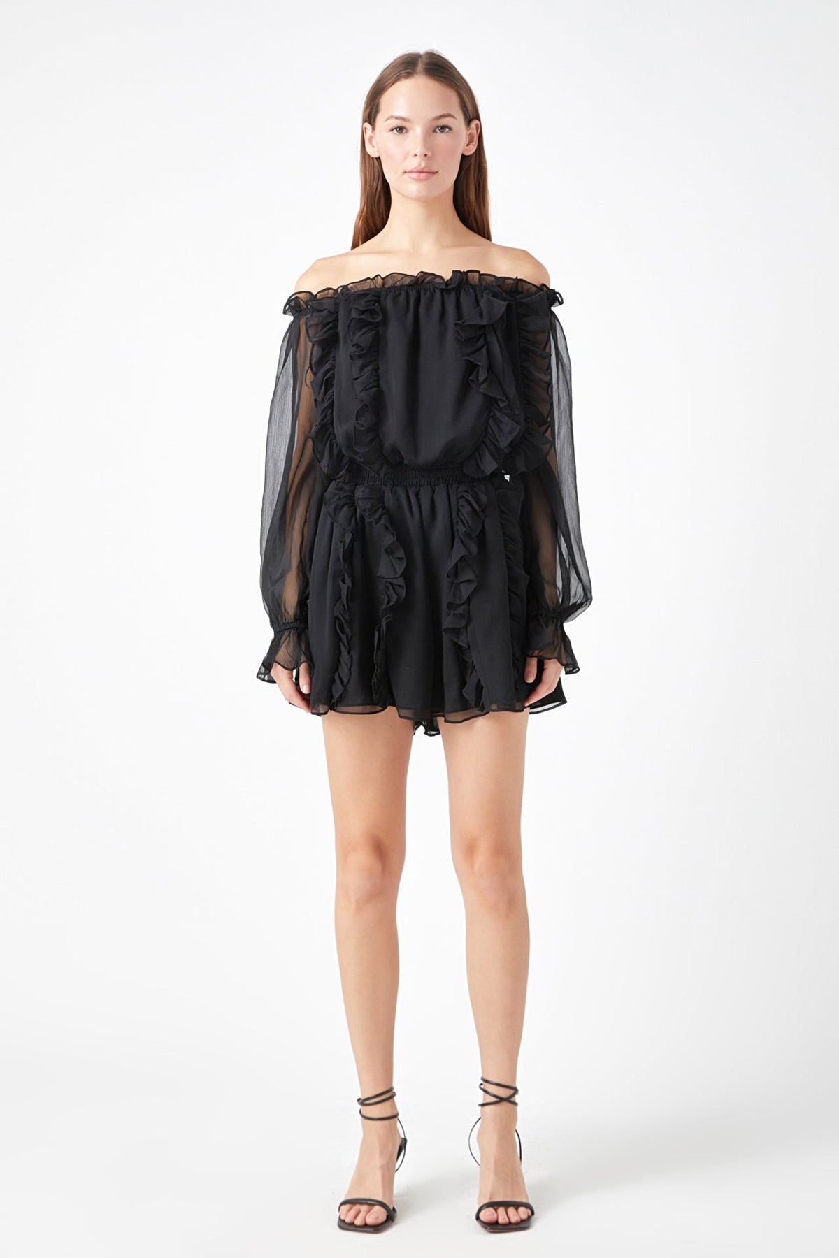 ENDLESS ROSE - Endless Rose - Off the Shoulder Ruffled Romper - ROMPERS available at Objectrare