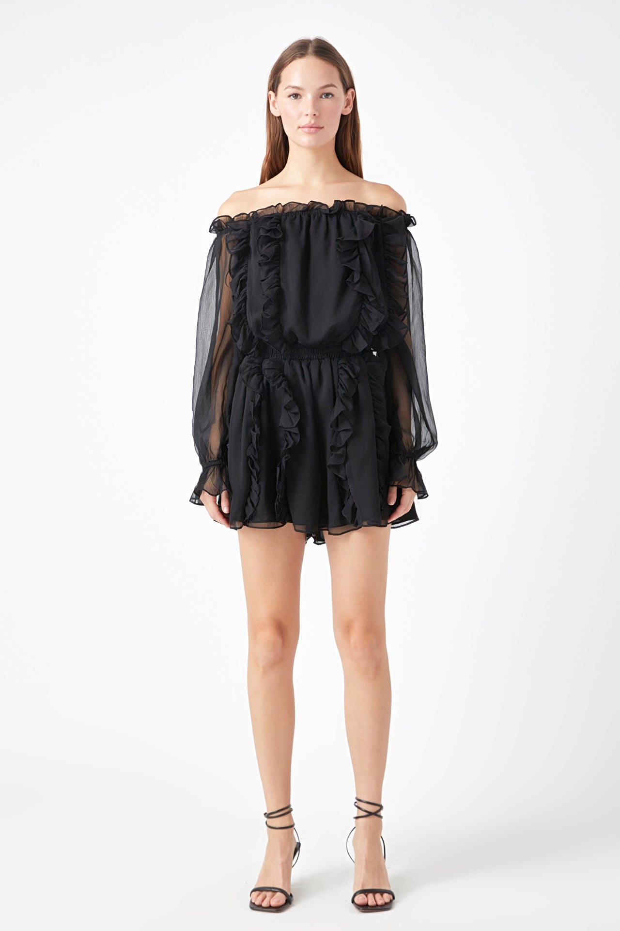 ENDLESS ROSE - Endless Rose - Off the Shoulder Ruffled Romper - ROMPERS available at Objectrare