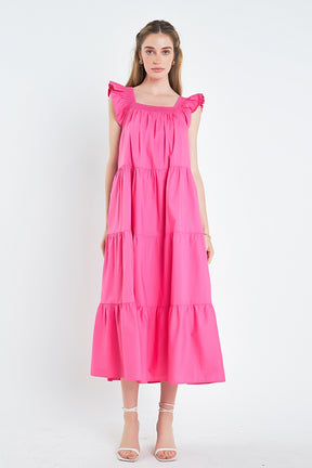 ENGLISH FACTORY - Ruffle Detail Midi Dress - DRESSES available at Objectrare