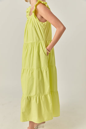 ENGLISH FACTORY - Square Neck Ruffle Detail Midi Dress - DRESSES available at Objectrare
