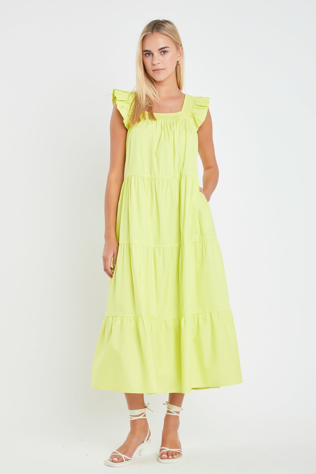 ENGLISH FACTORY - Ruffle Detail Midi Dress - DRESSES available at Objectrare