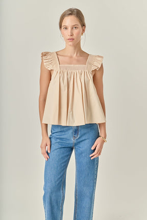 ENGLISH FACTORY - Ruffle Detail Square Neck Top - TOPS available at Objectrare