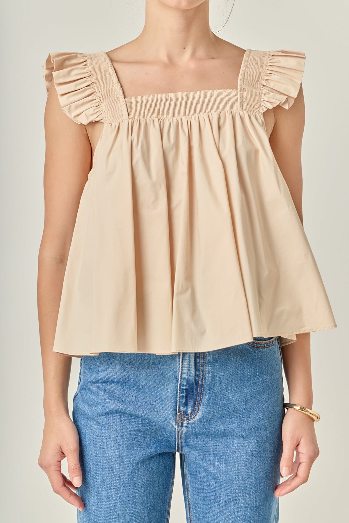 Ruffle Detail Square Neck Top