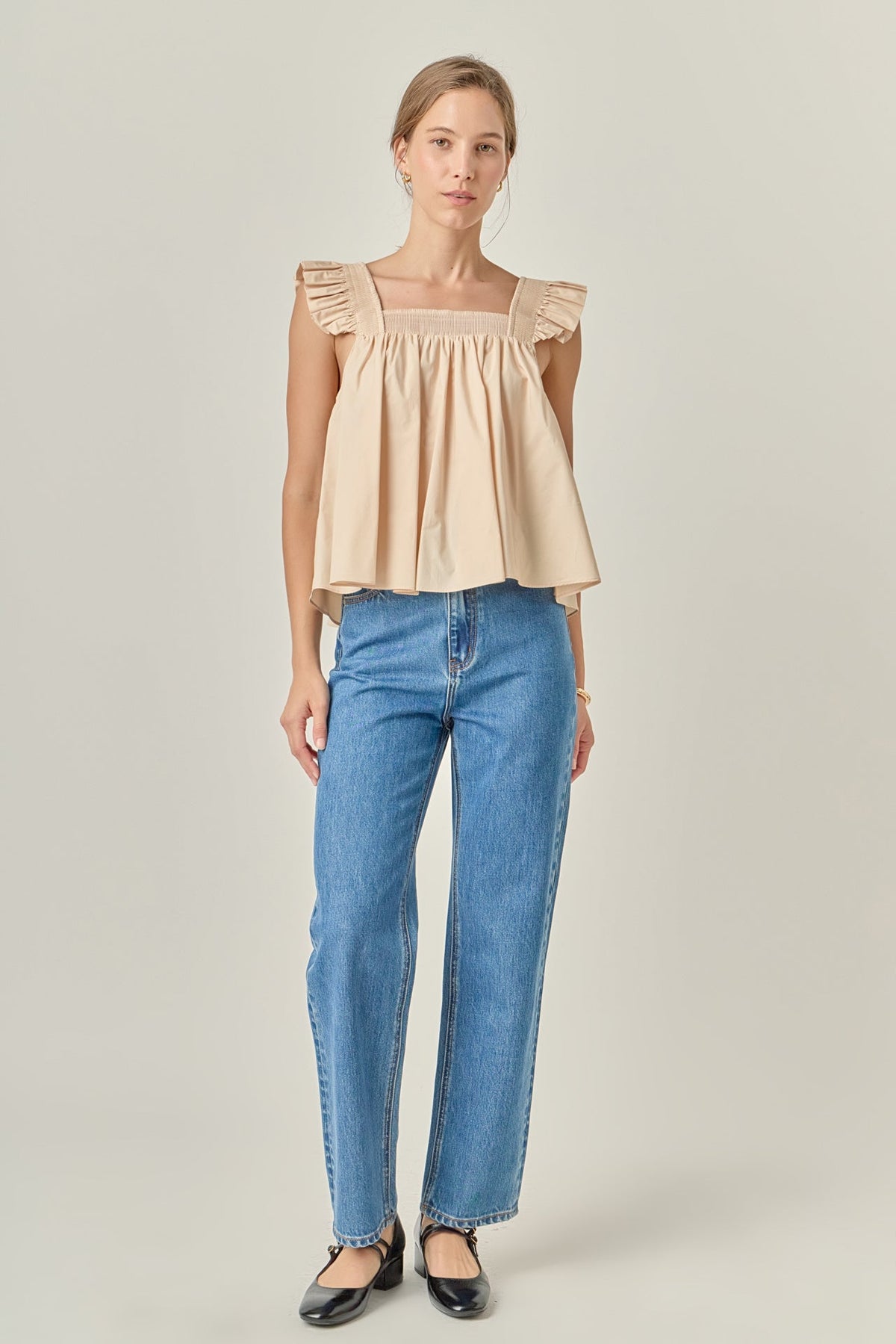 Ruffle Detail Square Neck Top
