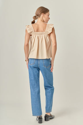 ENGLISH FACTORY - Ruffle Detail Square Neck Top - TOPS available at Objectrare