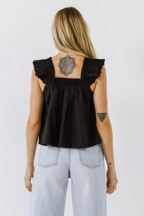 ENGLISH FACTORY - Ruffle Detail Square Neck Top - TOPS available at Objectrare