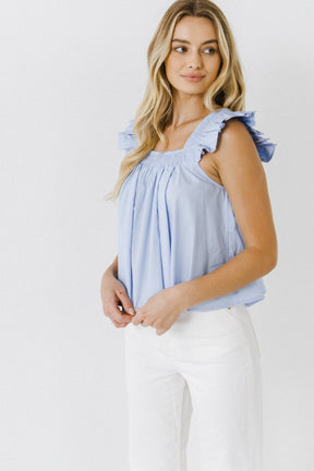 ENGLISH FACTORY - Ruffle Detail Square Neck Top - TOPS available at Objectrare