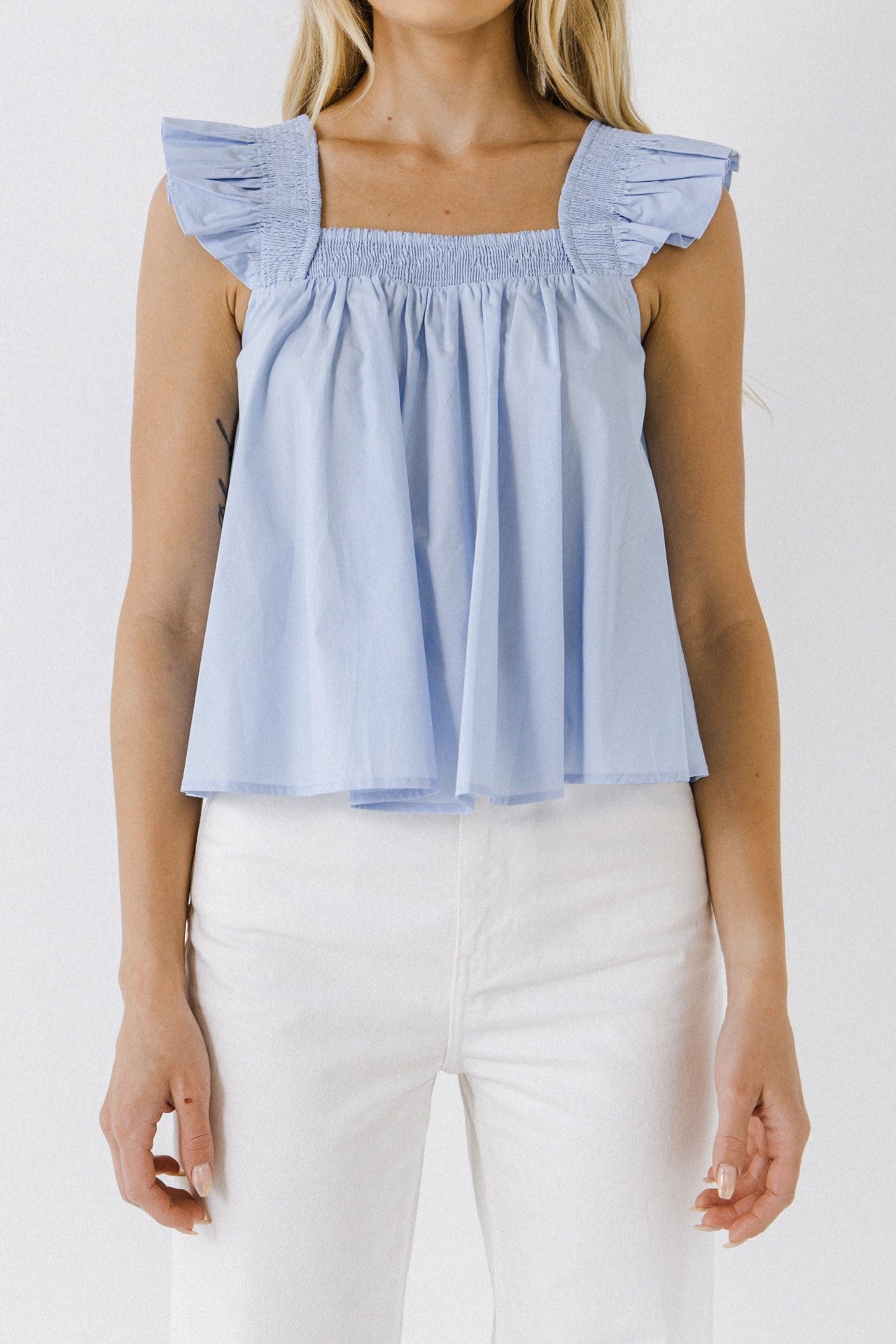 ENGLISH FACTORY - English Factory - Ruffle Detail Square Neck Top - TOPS available at Objectrare