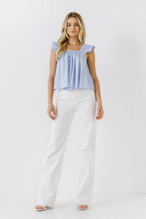 ENGLISH FACTORY - English Factory - Ruffle Detail Square Neck Top - TOPS available at Objectrare