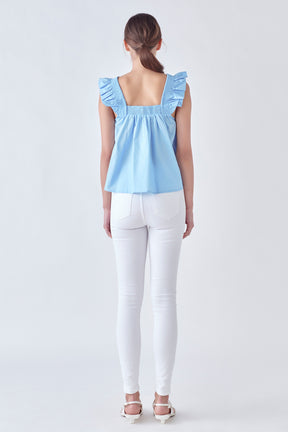 ENGLISH FACTORY - Ruffle Detail Square Neck Top - TOPS available at Objectrare
