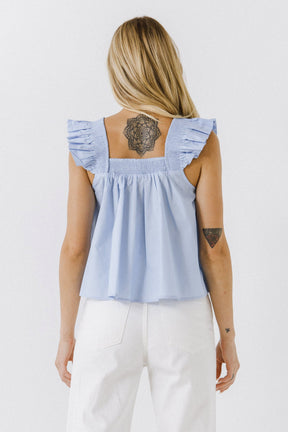 ENGLISH FACTORY - Ruffle Detail Square Neck Top - TOPS available at Objectrare