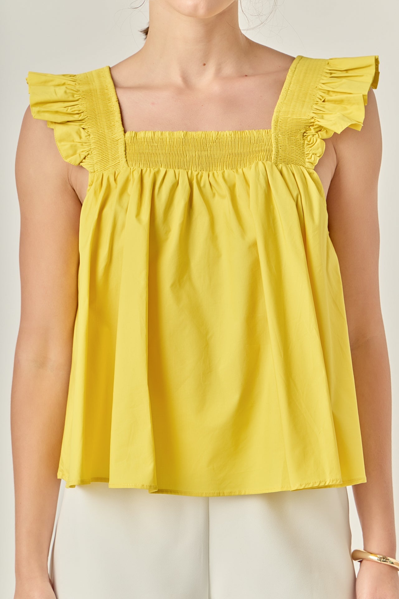 ENGLISH FACTORY - Ruffle Detail Square Neck Top - TOPS available at Objectrare