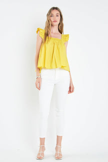 ENGLISH FACTORY - English Factory - Ruffle Detail Square Neck Top - TOPS available at Objectrare