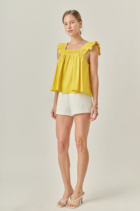 ENGLISH FACTORY - Ruffle Detail Square Neck Top - TOPS available at Objectrare