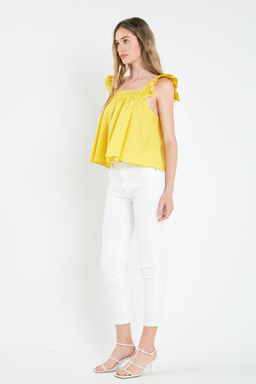 ENGLISH FACTORY - English Factory - Ruffle Detail Square Neck Top - TOPS available at Objectrare