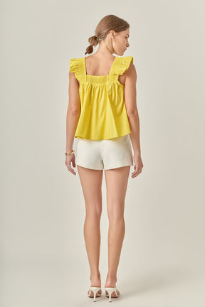 ENGLISH FACTORY - Ruffle Detail Square Neck Top - TOPS available at Objectrare